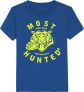 Most Hunted - kinder t-shirt - tijger - blauw - fluor geel - maat 134/146