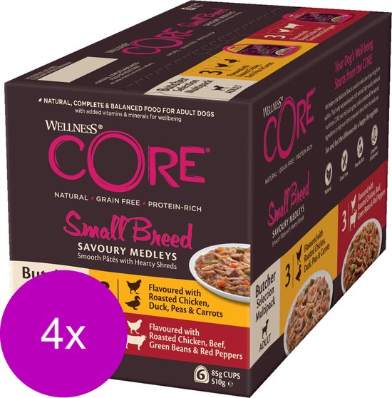 Wellness Core Small Breed Savoury Butcher Multi-Pack - Hondenvoer - 4 x Mix 6x85 g