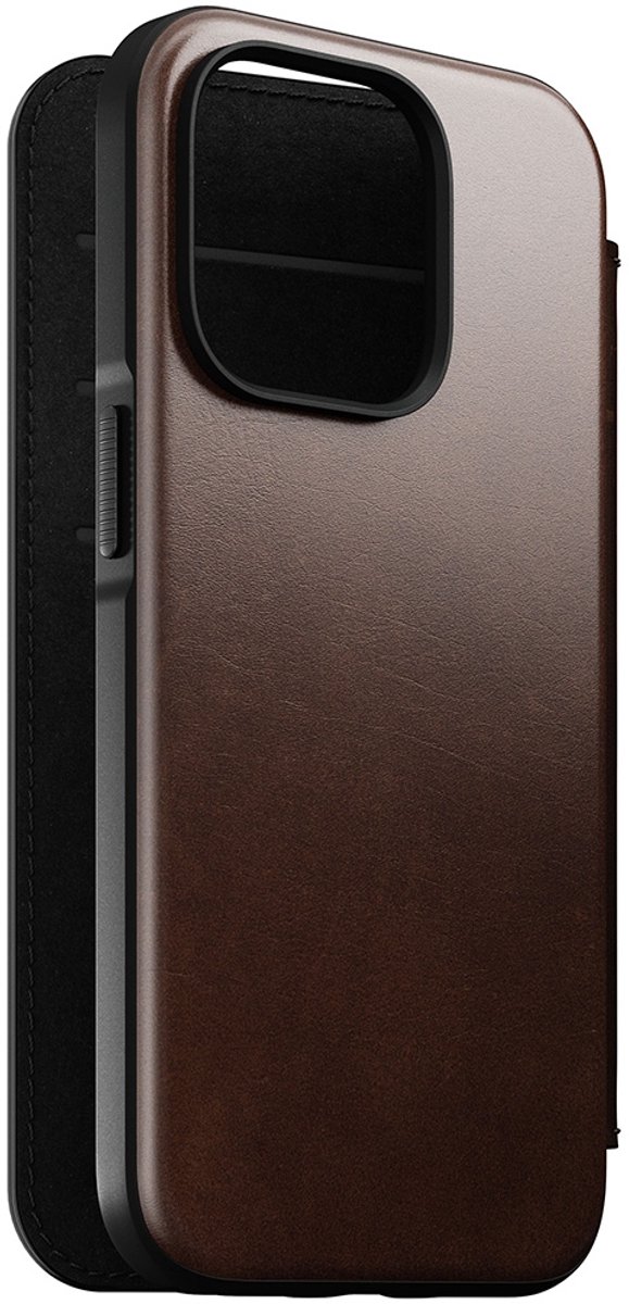 Nomad - Rugged Horween Leather Folio geschikt voor iPhone 14 Pro Max Mag hoesje - Bruin