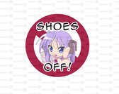 Autocollants Chaussures pour femmes off s'il vous plaît - autocollant chaussures off - autocollant porte d'entrée - autocollant pour la maison - 4x 10x10cm - autocollant fille Anime - autocollant fille en colère Anime - autocollant école