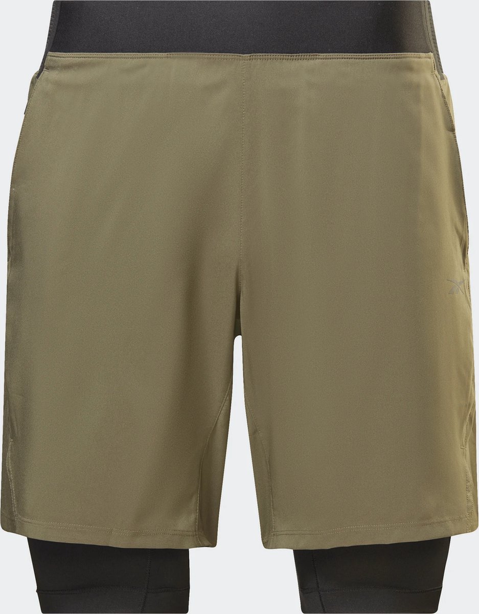 Reebok Trainingsshort 2in1 Heren Strength LegerGroen Zwart