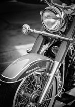 glasschilderij - Harley Davidson Motor - 120x80cm - zwart wit - Ter Halle