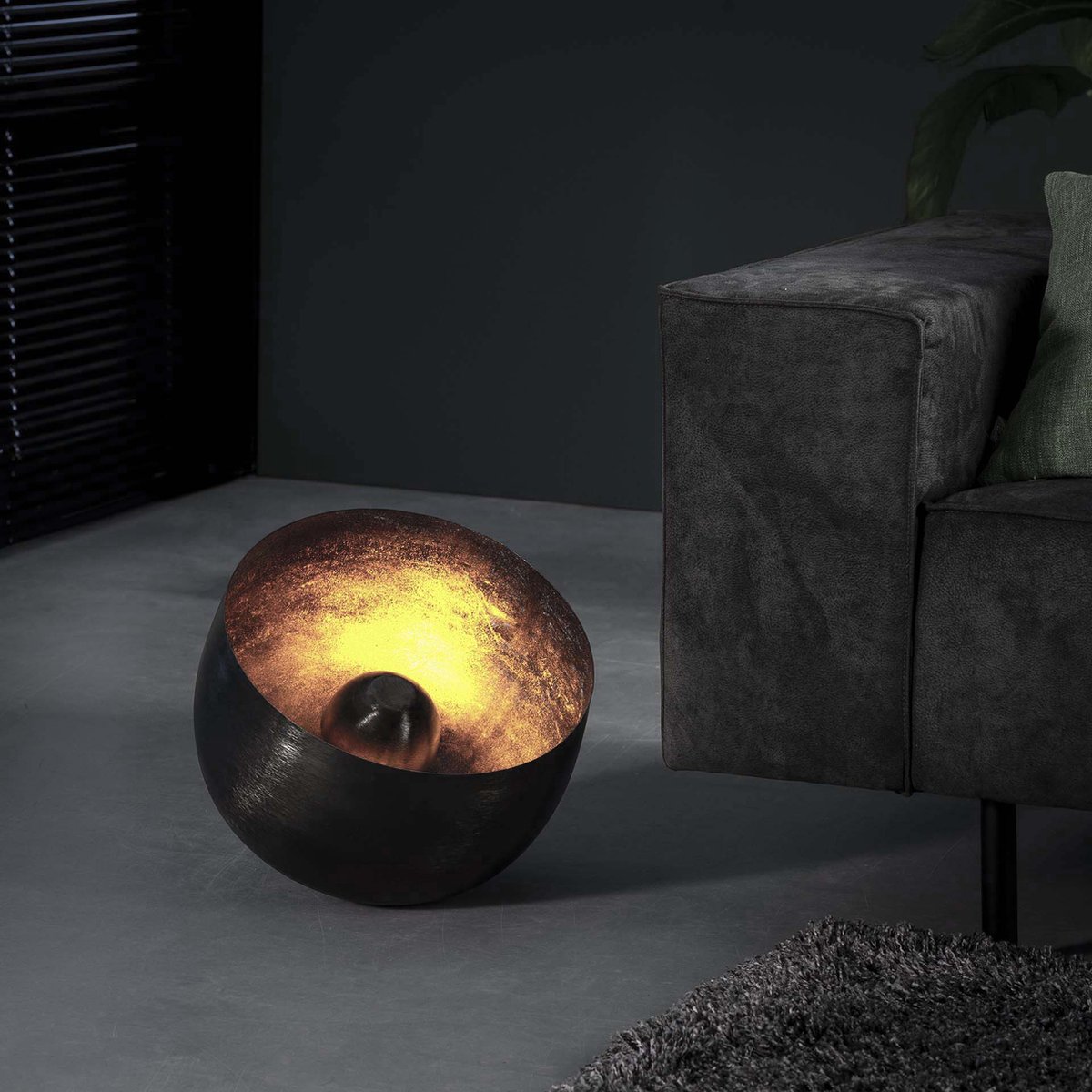 Tafellamp Basket L | 1 lichts | zwart | metaal | Ø 36 cm | eettafel / bureau lamp | modern / sfeervol design
