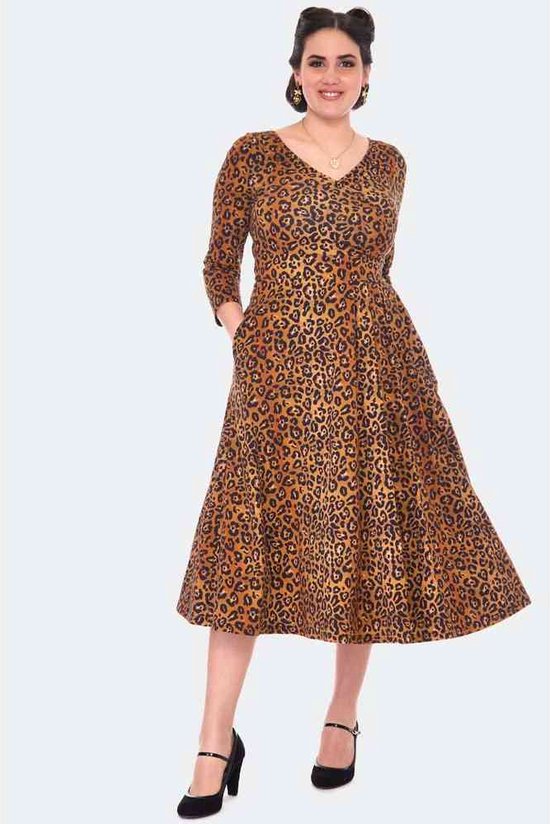 Voodoo Vixen - Leopard Print Flare jurk - Bruin