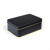Vanhalst - Boîte en métal rectangulaire NOIR - L 160 mm - l 110 mm - H 55 mm - Idéal comme boîte de rangement, boîte à biscuits, cadeau, etc.