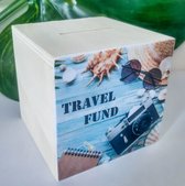 Houten spaarpot | Reizen | Vakantie | Wereldreis | Travel fund | Vakantiegeld | Sparen | Rondreis | Wereldkaart