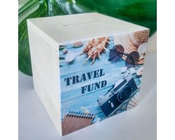 Houten spaarpot | Reizen | Vakantie | Wereldreis | Travel fund | Vakantiegeld | Sparen | Rondreis | Wereldkaart