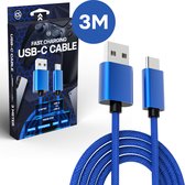Extra Snelle Controller Oplaadkabel USB C voor Xbox Series - Series X & S - USB C Kabel - 5A Snellader / Fast Charger - 3 Meter 3M - Blauw