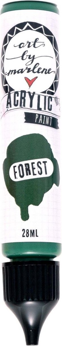 Acrylverf - Acrylaatverf - Acrylic Paint - Hobbyverf - Knutselen en Verven - Sneldrogend - Forest Groen - Subtiele Zijdeglans - Dekkend - Art by Marlene Essentials - 28 ml - Nr. 35