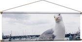 WallClassics - Affiche Textile - Mouette dans le Port - 120x40 cm Photo sur Textile