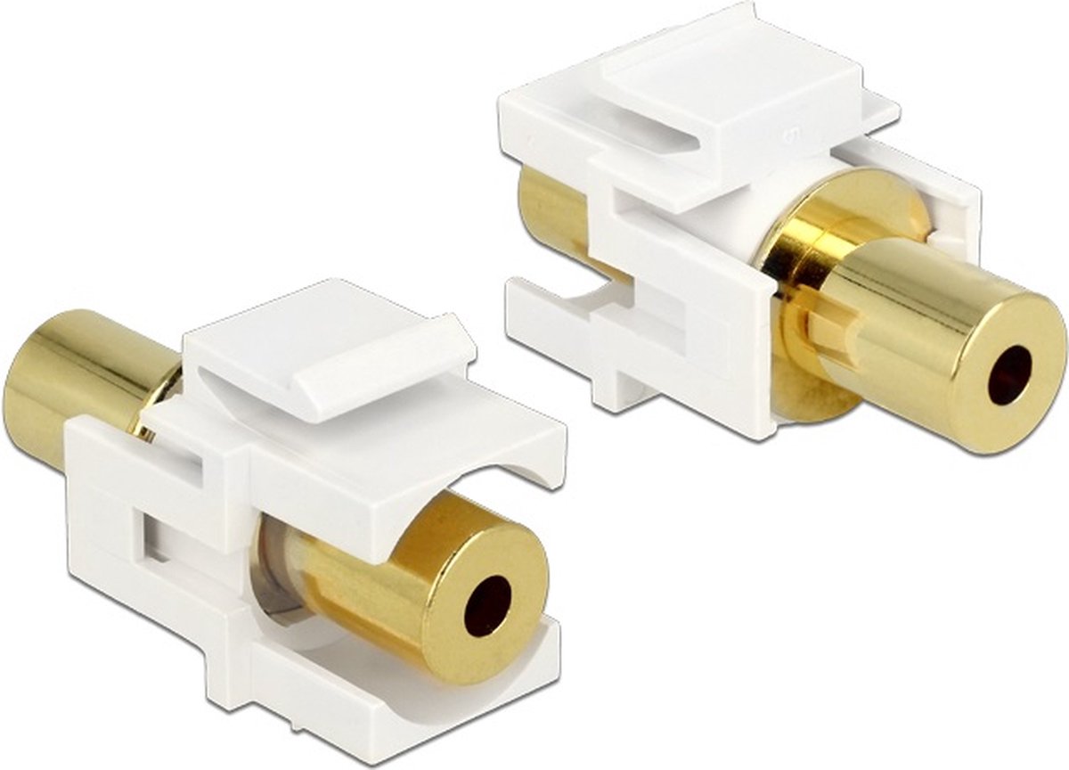 Keystone module 3,5mm Jack (v) - 3,5mm Jack (v) - 4-polig verguld / wit
