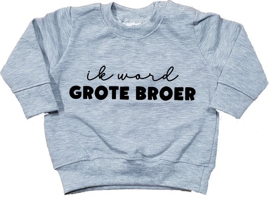 Sweater voor kind - Ik word grote broer - Grijs - Maat 86 - Big brother - Familie uitbreiding - Zwangerschap aankondiging