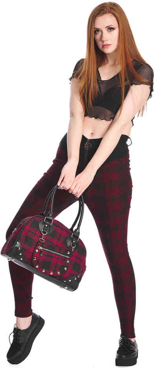 Sac à Main Banned Alternative 'Sac à Carreaux Warren' Pour Femme - Noir/rouge, Coton Et Polyuréthane - Style Gothique, Rock