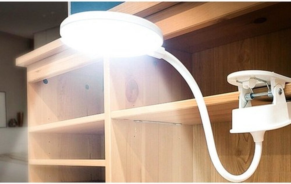Bureaulamp - Leeslamp - Bedlamp Klemlamp - Led verlichting - Dimbaar - Wit - Usb Oplaadbaar