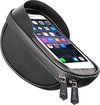 Fietstas Waterdichte fiets frametas met telefoonhouder en opbergvak - Fiets stuur smartphone tas waterdicht - Mobielhouder fiets - Fietstas telefoon Geschikt voor Iphone Samsung - Universeel tot 6,4 inch