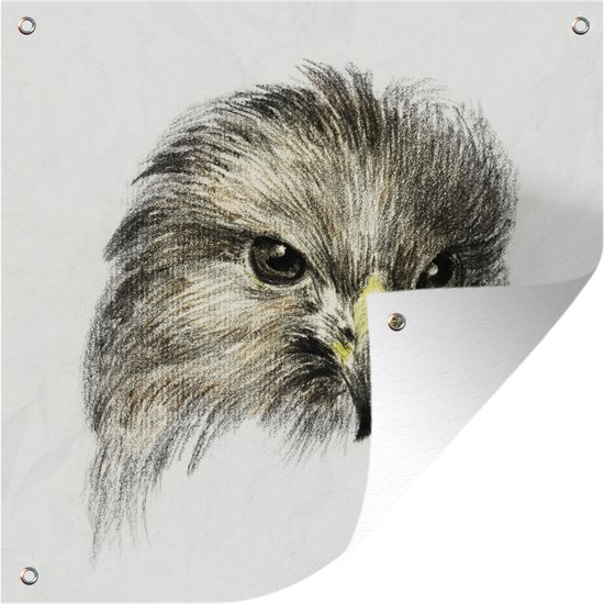 Tuin poster Kop van een roofvogel - schilderij van Jean Bernard - 200x200 cm - Tuindoek - Buitenposter