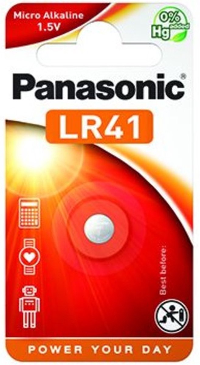 Panasonic AG3 Alkaline Batterij LR736, LR41, G3, 192, GP92A, 392, SR41W 1 stuk