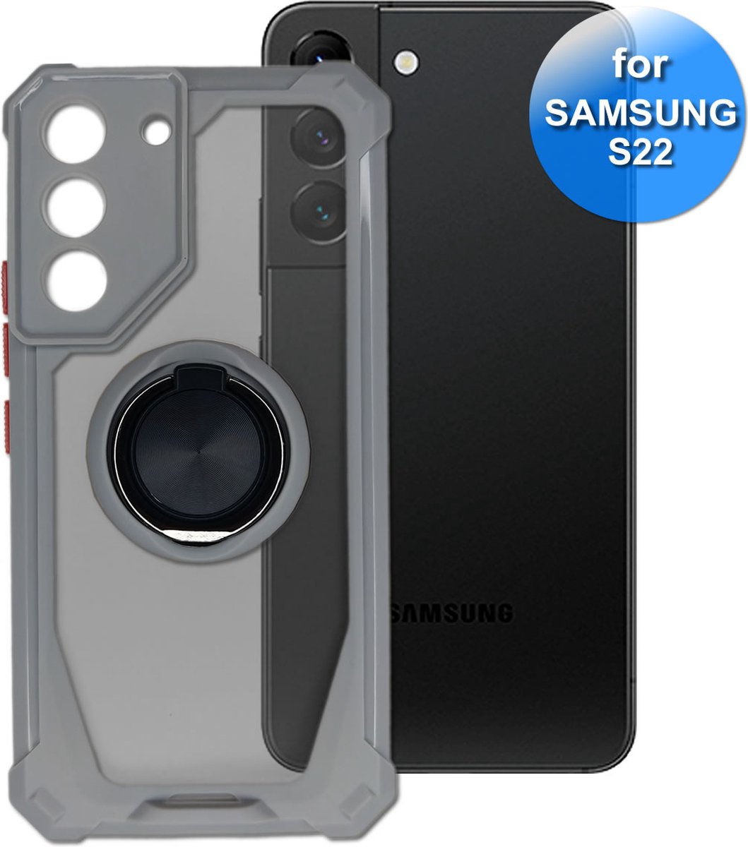 Samsung S22 - Hoesje - Siliconen - Antishock - Telefoonhoesje - Hard Backcover - Grijs - Semi Transparant