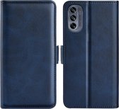Motorola Moto G62 Hoesje - MobyDefend Luxe Wallet Book Case (Sluiting Zijkant) - Blauw - GSM Hoesje - Telefoonhoesje Geschikt Voor Motorola Moto G62