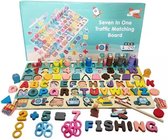 Alfabet Magnetische bouwstenen speelgoed 7 in 1- montessori vissen logaritmisch matching game- educatief houten speelbord