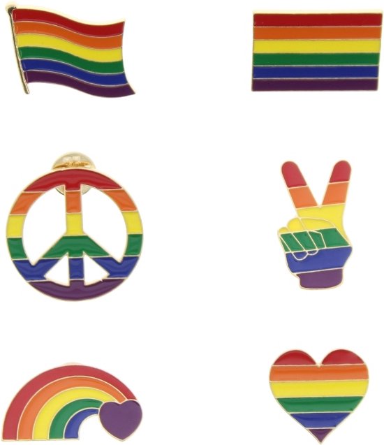 Zac's Alter Ego - Set of 6 Heavy Metal Rainbow Equality Pin - Multicolours
