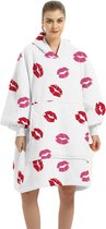 Q- Living Fleece Blanket with Sleeves - Couverture à capuche - Surdimensionné - Couverture TV - Kiss