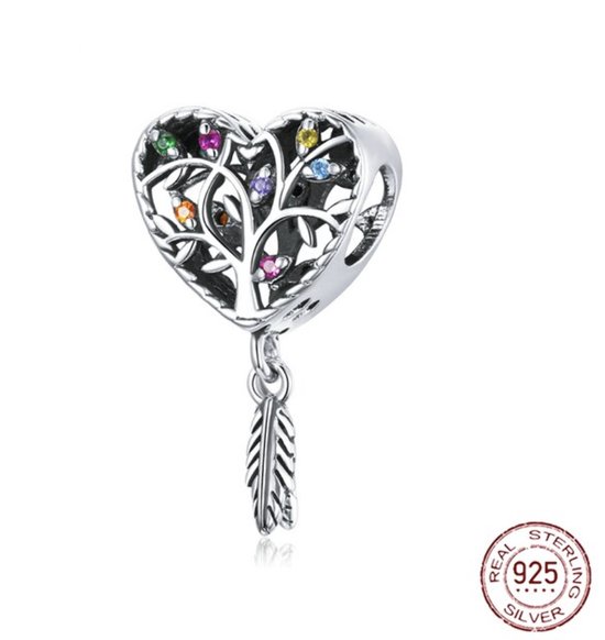 HappyStar Zilveren bedels voor armbanden en kettingen, 925 sterling zilver, combinatie van hangende bedels en kralen, sieradencadeau voor koppels en zussen (met afstandskralen