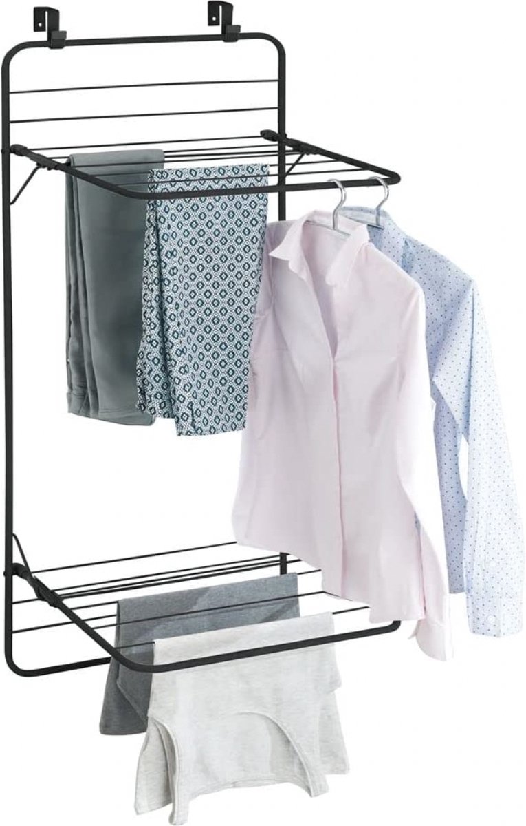 Design Droogrek Deurbevestigingvoor Het Ophangen Van Natte Kleding Praktisch Inklapbaar Met 2 Etages Zilver Grijs 698550442