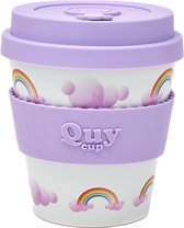 Quy Cup 230ml Ecologische Reis Beker - “Over the Rainbow” - BPA Vrij - Gemaakt van Gerecyclede Pet Flessen met Rose Siliconen deksel