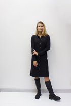MOOI! Company - Jurk & Tuniek - Model IRIS -  Dames Overhemd Jurk - Doorknoop Tuniek - Kleur Zwart - Maat L