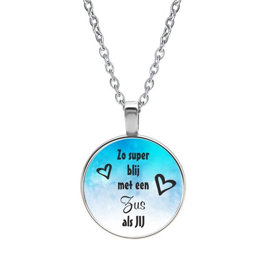 Ketting Glas Zo Super Blij Met Een Zus Als Jij bol