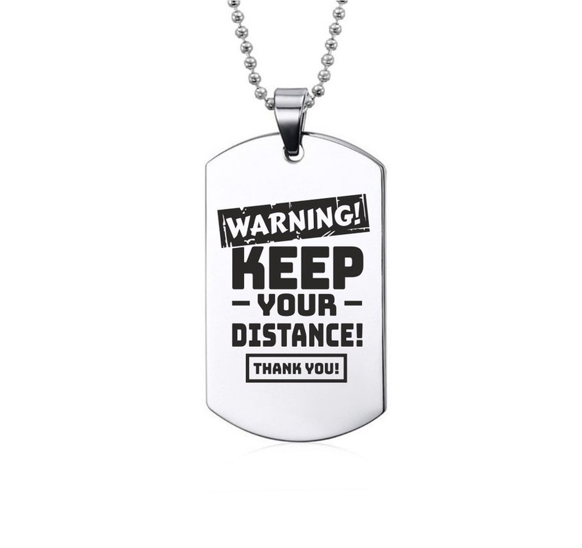 Ketting RVS - Warning Keep Your Distance