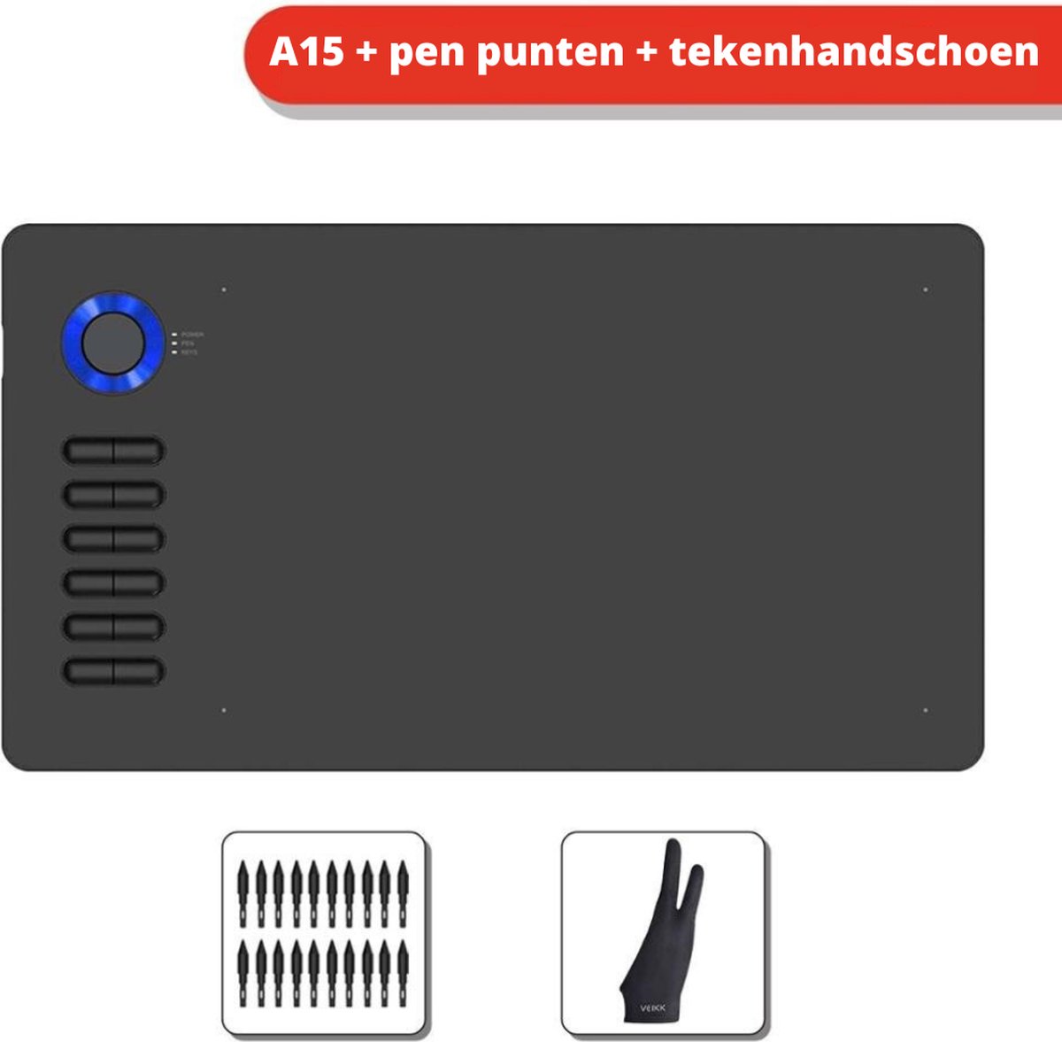 Nivard tekentablet - teken tablet - grafisch tablet - zwart - 10×6 inch