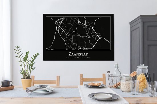 Tableau sur toile Plan d'étage - Carte - Zaanstad - Plan de la ville - 140x90 cm - Décoration murale