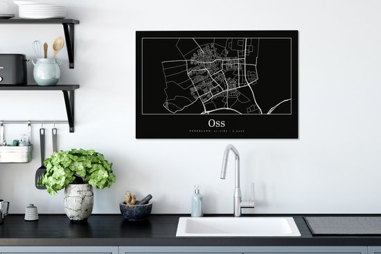 Tableau sur toile Oss - Carte - Plan de ville - Carte - 90x60 cm - Décoration murale