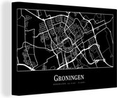 Canvas Schilderij Groningen - Plattegrond - Kaart - Stadskaart - 30x20 cm - Wanddecoratie