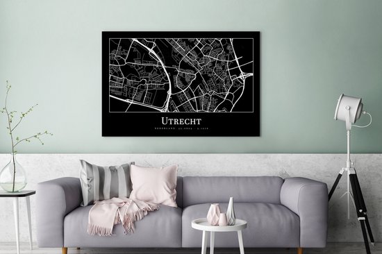 Peinture sur Toile Carte - Plan de la Ville - Utrecht - Carte - 140x90 cm - Décoration murale