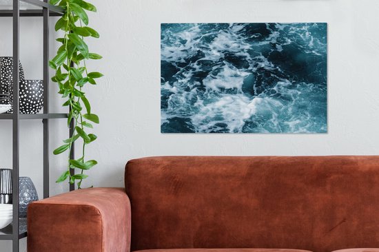 Canvas Schilderij Water - Blauw - Golf - 60x40 cm - Wanddecoratie