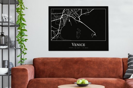 Canvas Schilderij Stadskaart - Venetië - Kaart - Plattegrond - Venice - 120x90 cm - Wanddecoratie
