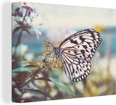 Tableau sur toile Papillon - Fleurs - Printemps - 40x30 cm - Décoration murale
