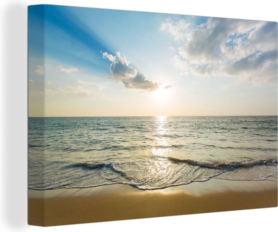 Canvas Schilderij Zee - Zomer - Strand - 30x20 cm - Wanddecoratie