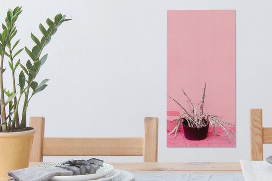 Canvas Schilderij Zomer - Roze - Planten - 20x40 cm - Wanddecoratie - OneMillionCanvasses