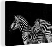 Canvas Schilderij Zebra - Wit - Wild - Dieren - Zwart - 80x60 cm - Wanddecoratie