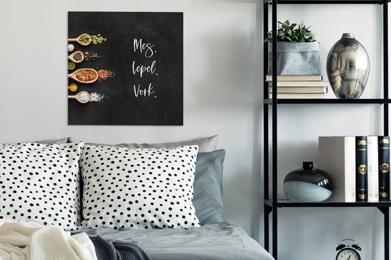 Tableau sur toile Cuisine - Proverbes - Couteau. Cuillère. Fourchette. - Citations - Couverts - 50x50 cm - Décoration murale