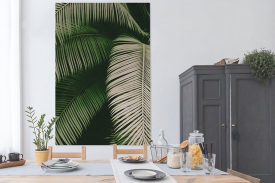 Tableau sur toile Feuilles de palmier - Été - Tropical - 120x180 cm - Décoration murale XXL