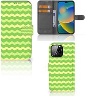 Telefoonhoesje iPhone 14 Pro Max Book Case Waves Green