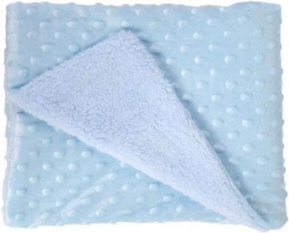 O.T. Trends Babydeken Ledikant blauw - Baby Omslagdoek - Zacht gevoerd - 100 x 75 Centimeter