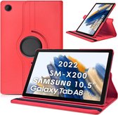 Hoes Geschikt voor Samsung Galaxy Tab A8 hoes – Hoes Geschikt voor Samsung Galaxy Tab A8 (2021 / 2022) hoes – 360° draaibaar tablethoes – Rood