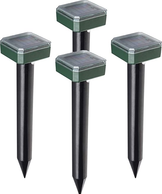 Mollenverjager - 4 stuks - Mollenbestrijding - Op zonne-energie - Diervriendelijk - Waterdicht - Strakke tuin/gazon/perceel