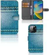 Wallet Book Case iPhone 14 Pro Max Telefoon Hoesje Jeans